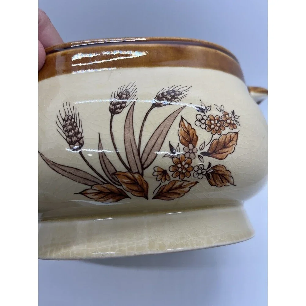 Vintage Oven Proof Country Wheat Gravy Tureen with Lid (No Ladel)